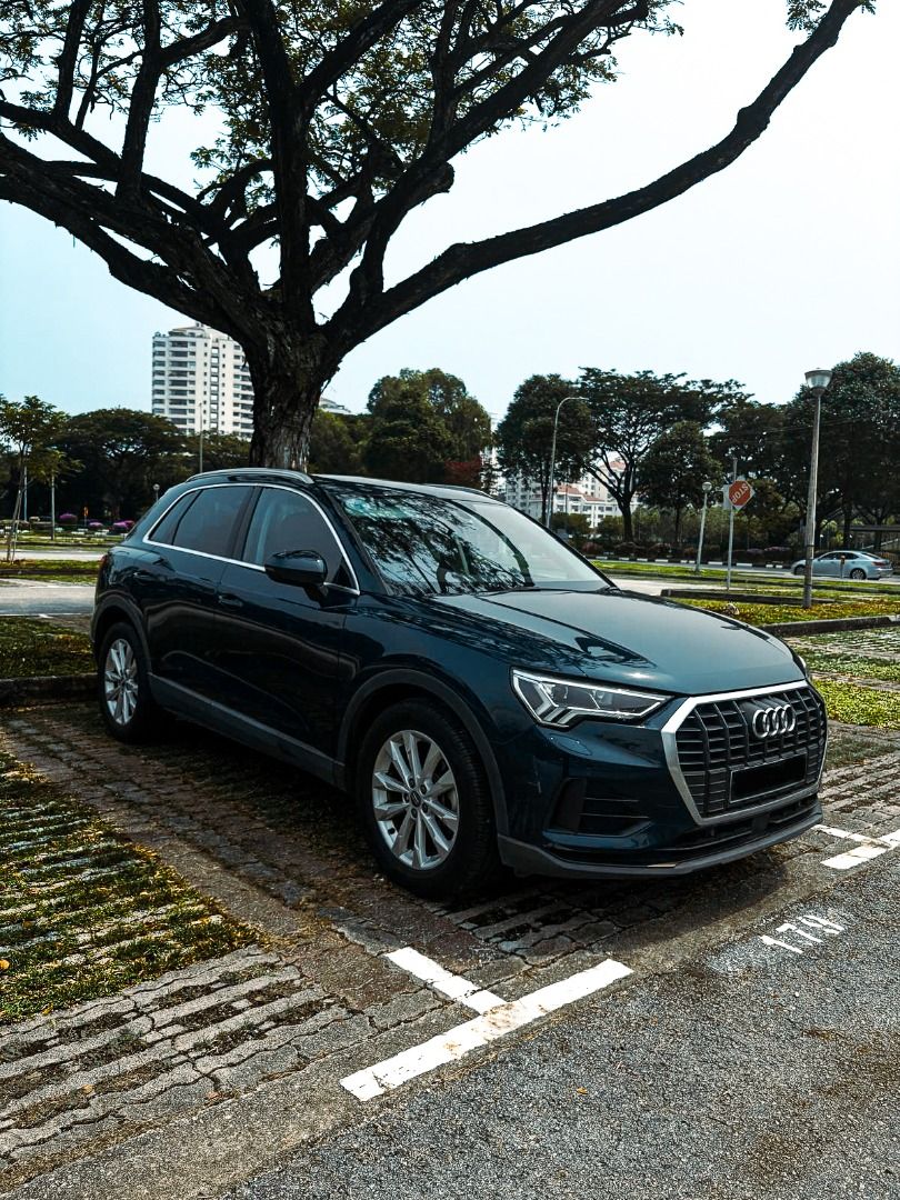 Audi Q3 1.4 TFSI S tronic (A) (Category: Used Cars) located in Singapore. Submitted by supersushi (Listing ID 1461438811, Image 2). Description: Registration Date: 22 November 2019 (manufactured in 2019) Mileage: 74,633km (10,482km/year) Transmission: Auto Colour: Blue Road Tax: $624/year COE Expiry: 21 November 2029 QP Paid: $39,700 ARF: $30,762 OMV: $27,687 PARF Rebate: $19,995 Dereg Value (as of 13 September 2026): $32,654 Depreciation: $1,848