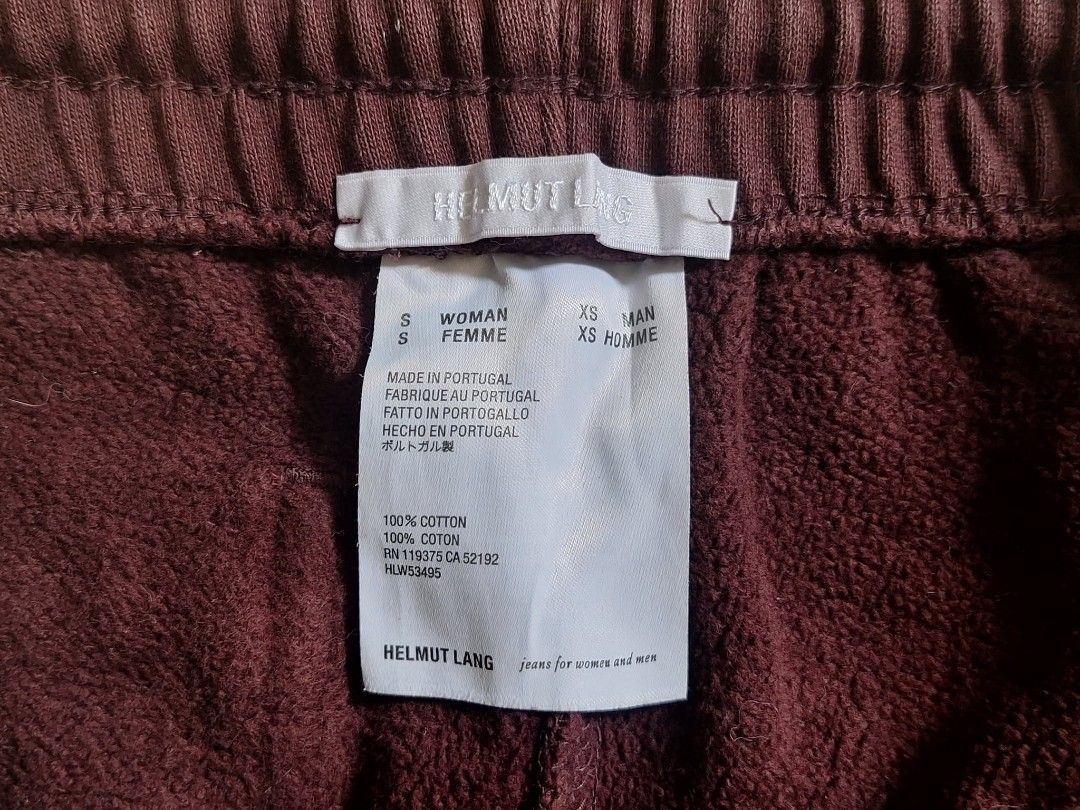 Authentic Helmut Lang Burgundy Cotton Sweatpants (Category: Joggers) located in Cebu City. Submitted by abyoscloset.cebph (Listing ID 1461504880, Image 3). Description: Authentic Helmut Lang Burgundy Cotton Sweatpants Size : XS (UNISEX) Waist - 30 up to 36 max Rise - 14 Thigh - 11.5 Length - 39.5 Leg opening - 5 Please check all details posted Excellent condition No issues 4,500 + SF 💌 Thank you 😉.