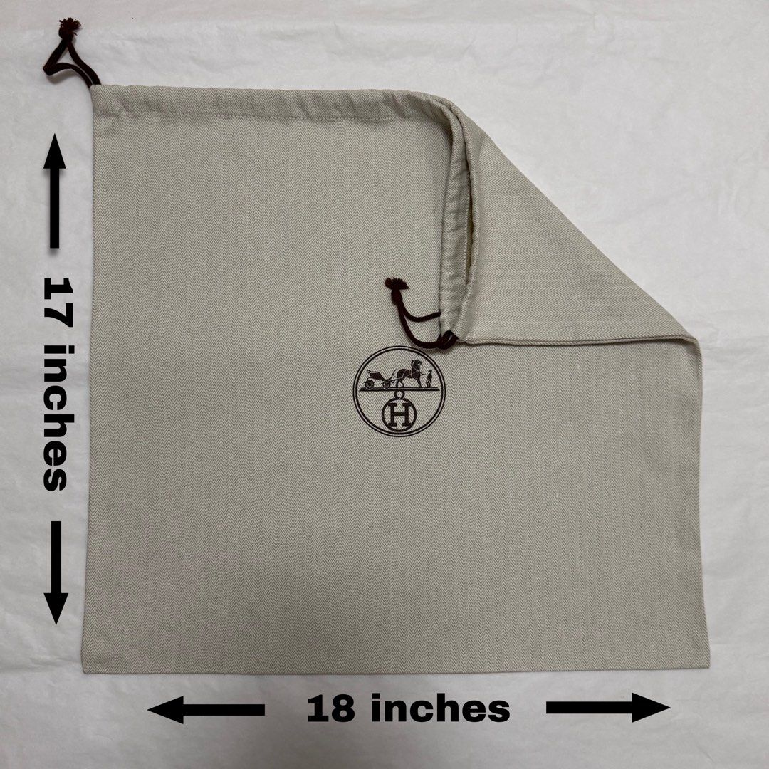 Authentic Hermes Dustbag 18x17inch (Category: Luxury Bags & Wallets) located in Manila. Submitted by poppyany (Listing ID 1461538826, Image 1). Description: Good as brand new. Clean. Ready to use. No bad smell, no laundry smell. .