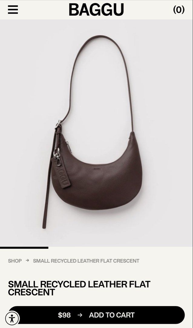 BAGGU Small Recycled Leather Flat Crescent Bag - Brown (Category: Luxury Bags & Wallets) located in San Juan City. Submitted by kbartolome (Listing ID 1461488055, Image 2). Description: ‼️ used twice ‼️ originally bought for ~6,8K php 📍 cubao - BAGGU Small Recycled Leather Flat Crescent bag - Color: Dark Brown - Material: Soft, textured recycled leather - Features: Zip closure, adjustable strap - Includes original dust bag - Ideal for everyday u