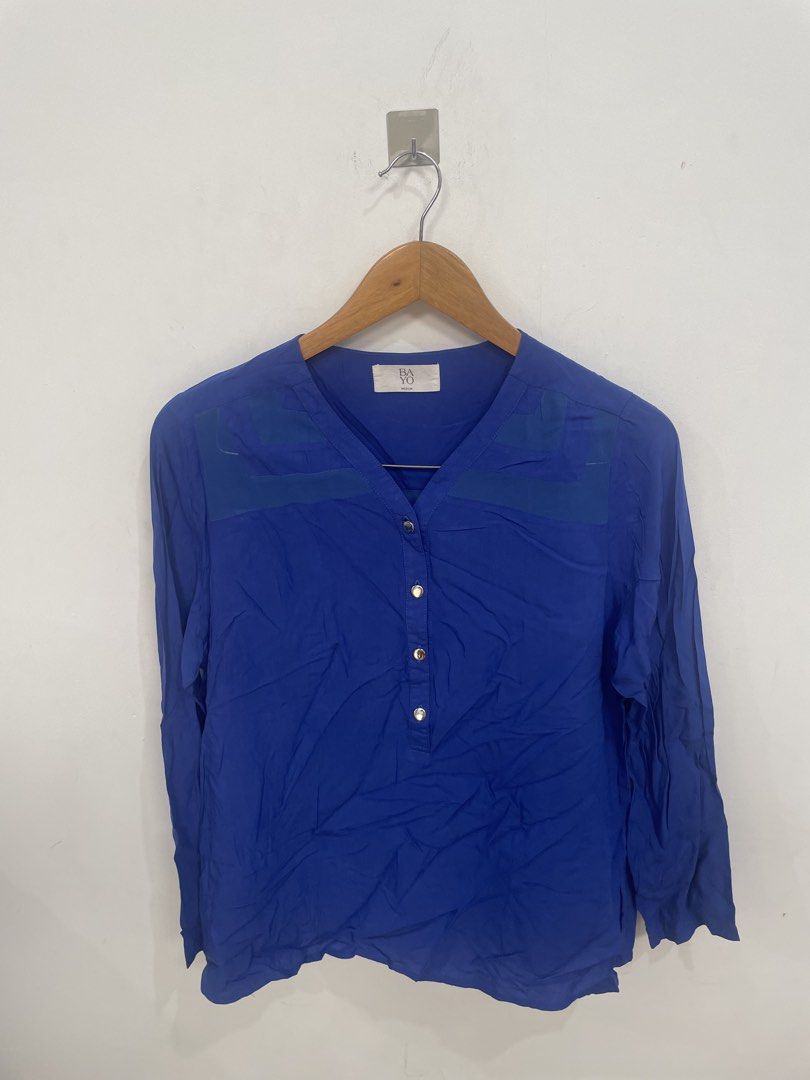 BAYO Blue Long Sleeve Button Up Top (Category: Longsleeves) located in Las Pinas. Submitted by qcleopatrastrove (Listing ID 1461336594, Image 1). Description: *With worn photo if requested Please manage your expectations. Thank you.🤎.