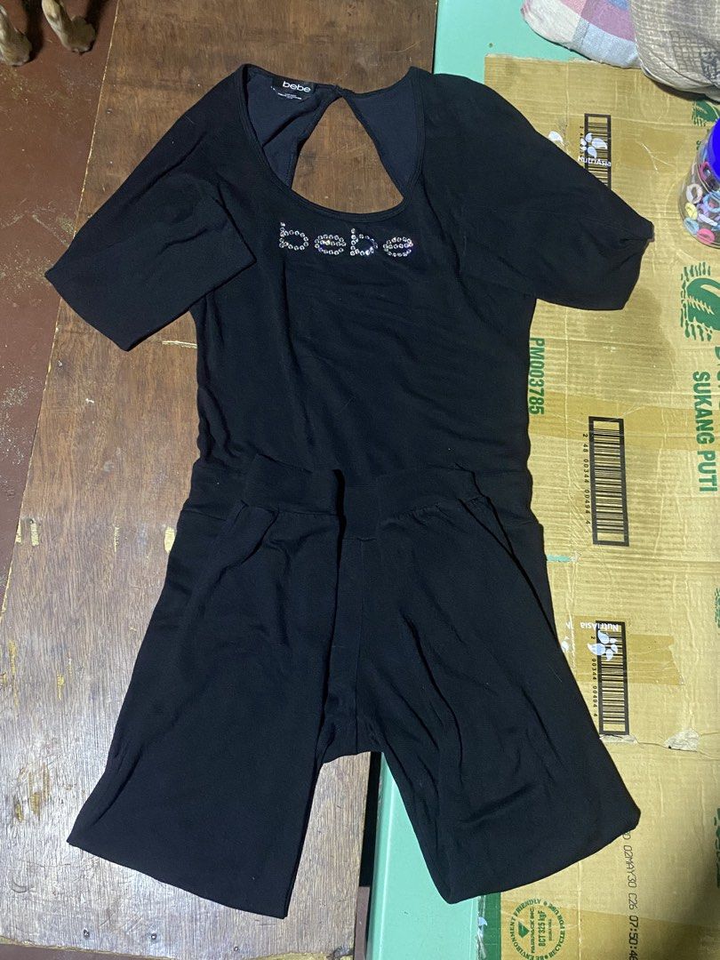 Bebe Rhinestone Jumpsuit/Cat suit (Category: Jumpsuits) located in Quezon City. Submitted by iyahbananax (Listing ID 1461533484, Image 2). Description: Bebe Rhinestone Jumpsuit/Cat suit size: xs-s ₱450 in good condition, rhinestone still complete and no pinholes 📍quezon city.