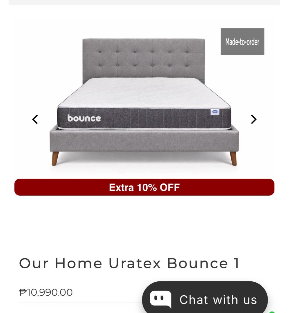 Bed frame and uratex mattress (Category: Bed Frames & Mattresses) located in Manila. Submitted by kyxx11 (Listing ID 1461373064, Image 2). Description: Full double size. Uratex bed frame and bounce mattress. Never been used. May plastic pa. Bought for 36k+ both. May small scratch sa kanto ng bed nung inakyat sa 2nd floor. Rfs. Too big for my room. Wala ng space. 🥲 I like the mattress pa naman sana. Will buy single bed instead. .