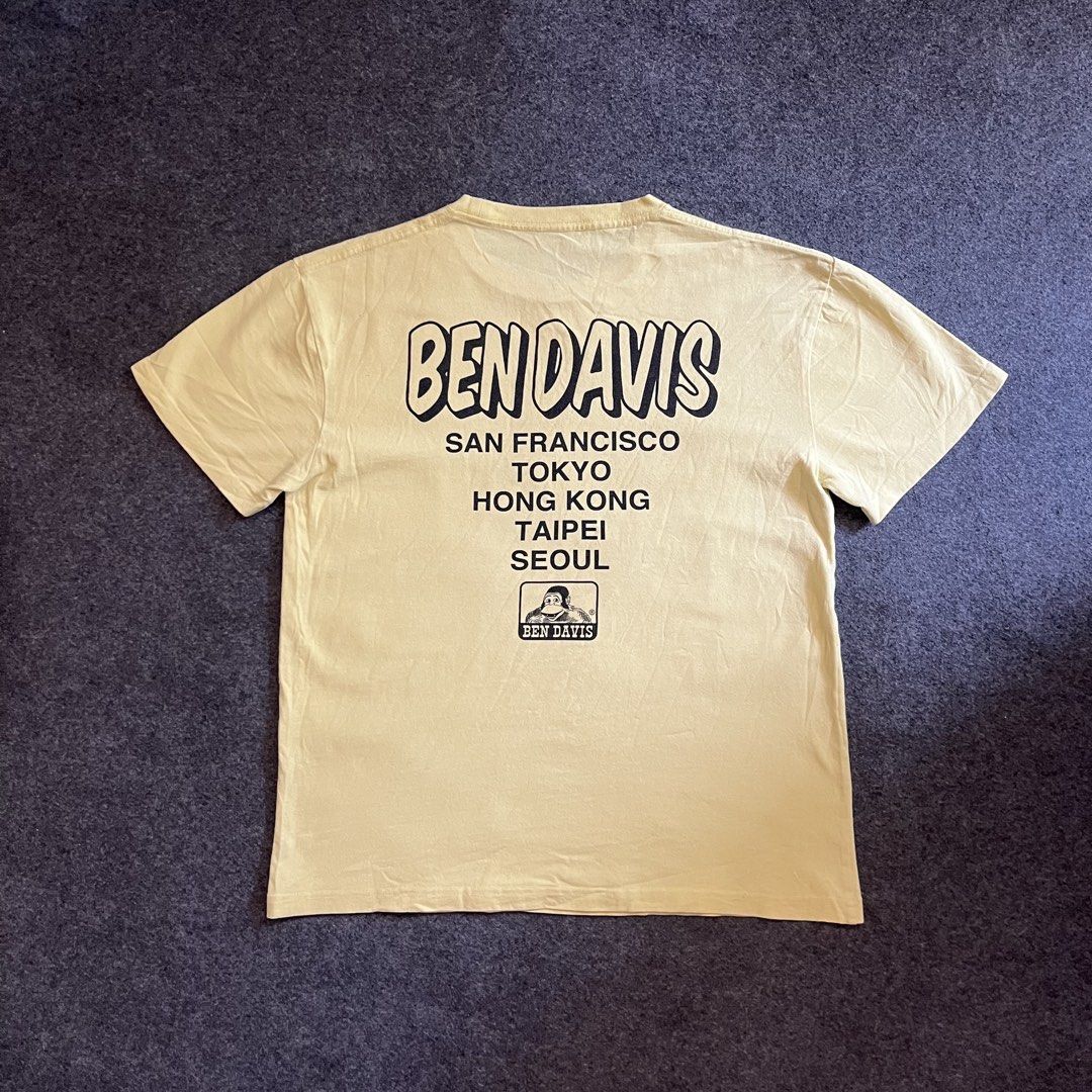 Ben Davis T-shirt Yellow Size Medium (Category: Tshirts & Polo Shirts ) located in Lapu Lapu. Submitted by softfind (Listing ID 1461326664, Image 1). Description: - Ben Davis World Tour T-shirt - Classic Ben Davis logo on front chest - "World Tour" graphic and locations on the back - Tagged size Medium - Ideal for casual outfits Size: Medium Dimes/inch Width: 20 Length: 25 Condition: 9/10 Color rate: 9/10 Issue: none.