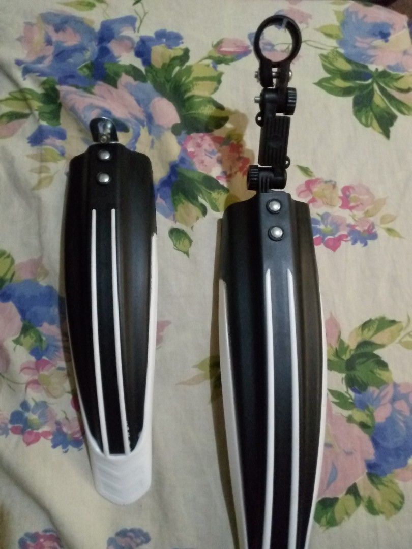 Bicycle Fenders Mudguards Set (Category: Bicycles) located in Manila. Submitted by shopwithrye (Listing ID 1461362591, Image 2). Description: - Set of bicycle fenders - Color: Black with white trim - One fender features an adjustable mount - Keeps you clean from mud and splashes - Universal fit for most bicycles - Simple and easy installation.