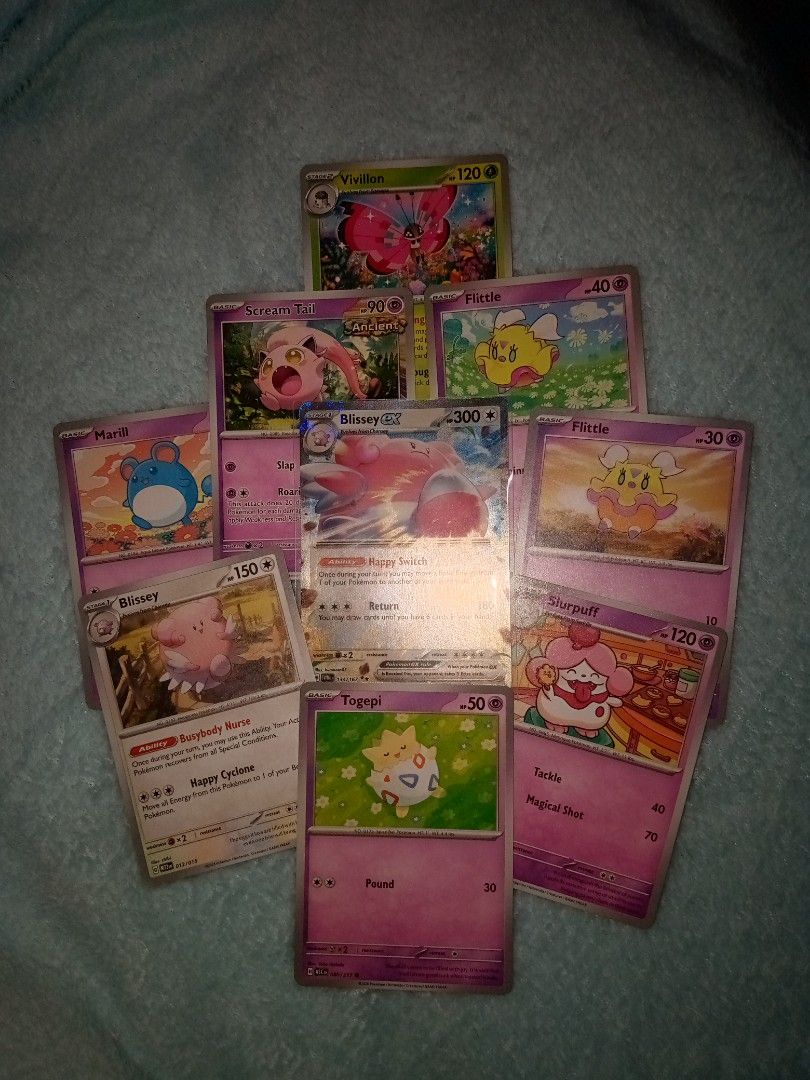 Blissey ex & Pokemon Cute cards set (Category: Raw Singles) located in Quezon City. Submitted by ssiww (Listing ID 1461390282, Image 3). Description: SOLD AS SET t. blissey ex, togepi, slurpuff, cute fairy cards pokemon +sf mop: gcash, maya, maribank, or gotyme mod: j&t.