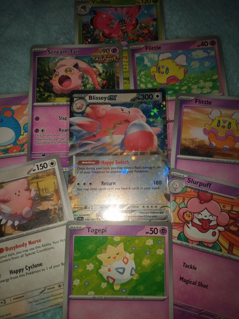 Blissey ex & Pokemon Cute cards set (Category: Raw Singles) located in Quezon City. Submitted by ssiww (Listing ID 1461390282, Image 2). Description: SOLD AS SET t. blissey ex, togepi, slurpuff, cute fairy cards pokemon +sf mop: gcash, maya, maribank, or gotyme mod: j&t.