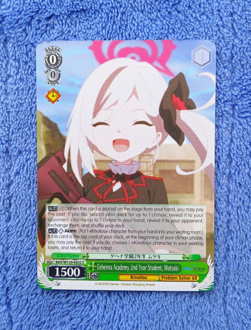 Blue Archive Weiss Schwarz EN Set 1 (Category: Raw Singles) located in Iloilo. Submitted by jrmagallanes78 (Listing ID 1461501890, Image 2). Description: Set of 29 cards featuring Haruka, Kayoko, Shiroko, Serika, Mutsuki, Ayane, Aru, Hoshino, Iori, Ako, Hina, Nonomi and Chinatsu from Weiss Schwarz EN Blue Archive anime game. Cards are UNSEALED and in EXCELLENT condition. Dimensions: approx 63mm x 88mm Material: paper Card condition grading: EXC (
