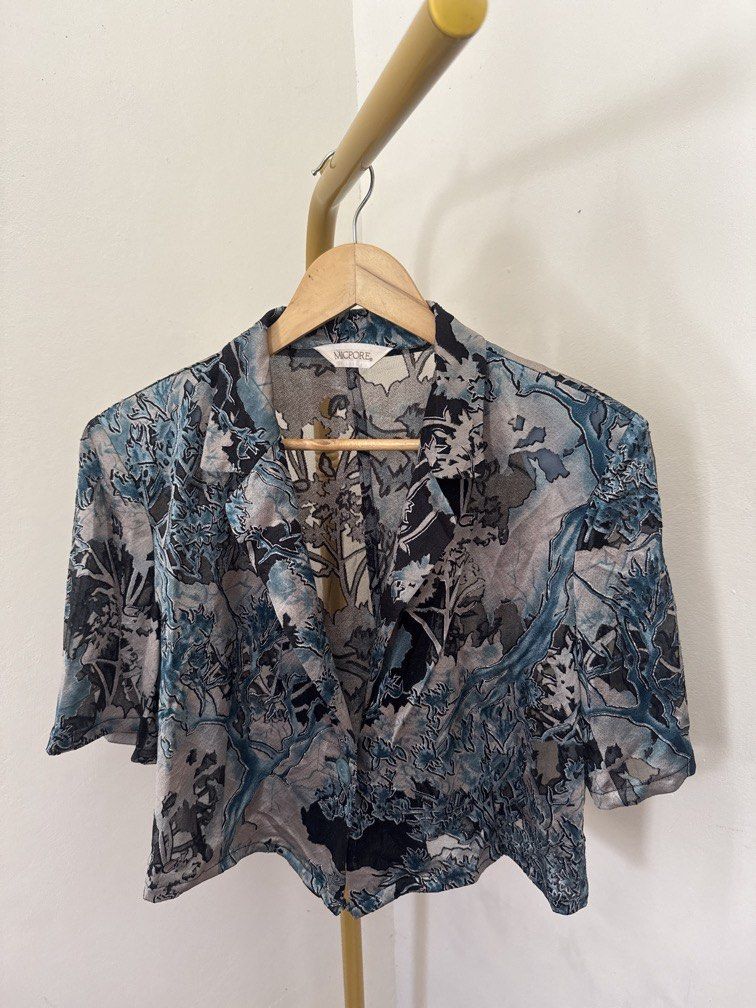 Blue Textured Cropped Blouse (Category: Blouses) located in Mexico. Submitted by studioleraph (Listing ID 1461355610, Image 1). Description: 🛍️ Perfect for your personal wardrobe or reseller business 🫶 👗 The actual item being sold is the original garment shown in the product photos. Small differences in fit, drape, color, texture, or details may occur. 💌 Condition: • Preloved; Please wash the items before wearing. • Please manage expectations