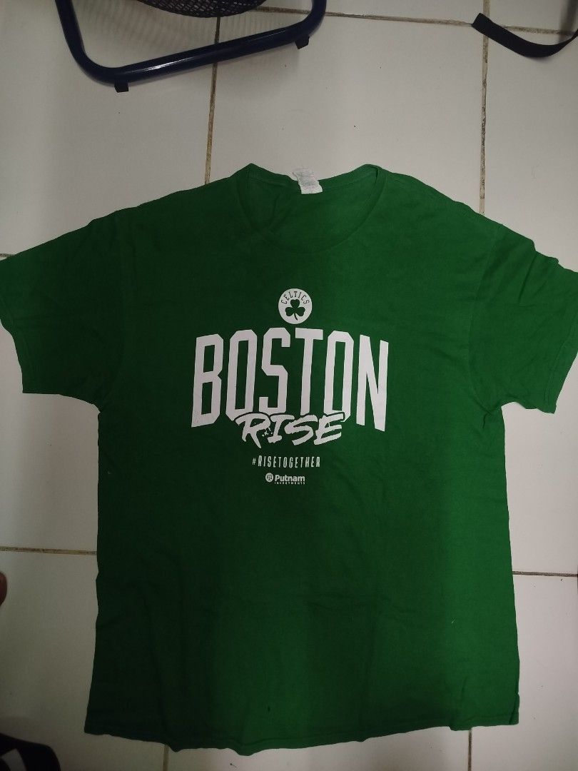 Boston Celtics 2018 playoff T-Shirt (Category: Tshirts & Polo Shirts ) located in Manila. Submitted by danielsona64639 (Listing ID 1461428332, Image 1). Description: - Green Boston Rise T-Shirt - Features #RISETOGETHER and Putnam Investments logo - Made by Delta Pro Weight - XL but can also fit 2XL - Ideal for Boston fans.