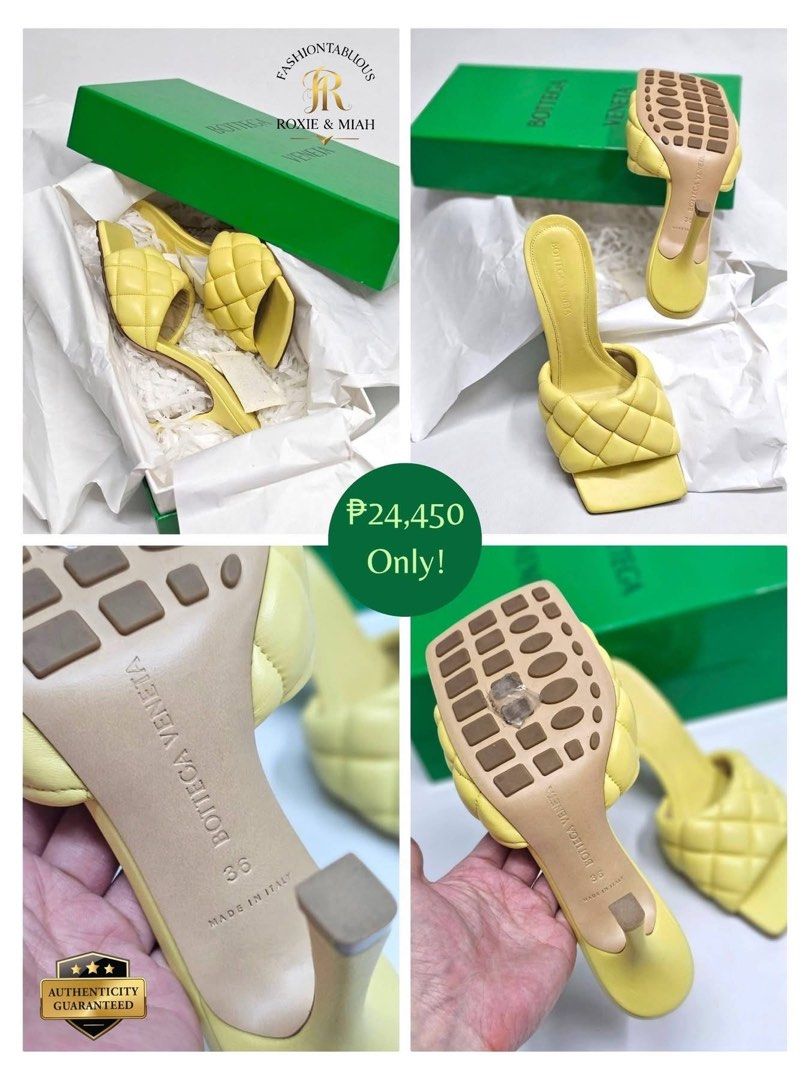 Bottega Veneta Padded Leather Mules (Category: Sneakers & Footwear) located in Mandaluyong City. Submitted by luxprelovedbagsparadise (Listing ID 1461355887, Image 3). Description: 💛 A LITTLE LUXURY, A LOT OF ATTITUDE! 💛 Step into the room like you own it—because these Bottega Veneta Padded Leather Mules are giving “quiet luxury but make it sunny!” ☀️✨ That buttery yellow shade + iconic padded design + elegant stiletto heel? Instant outfit upgr