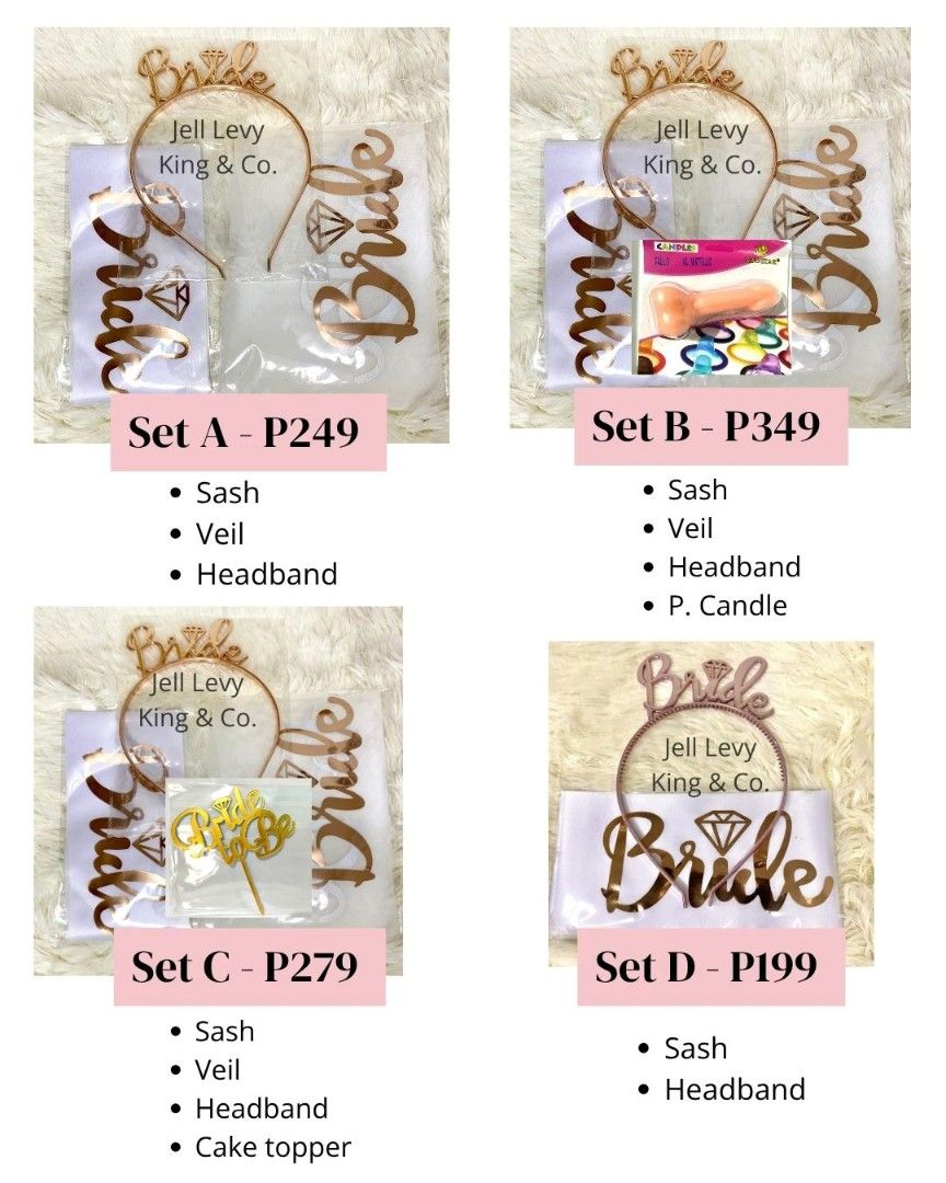 Bridal Shower Sash and Headband (Category: Occasions & Party Supplies) located in Quezon City. Submitted by kingcopartysupplies (Listing ID 1461424266, Image 2). Description: ✅ SAME DAY DELIVERY ✅ RUSH ORDER Payment thru: ✓ GCash ✓ QR bank transfer ✓ Cash on Delivery (COD) 🛵 Delivery thru 🛵 ✓ Lalamove ✓ Grab Delivery fee to be paid by customer.