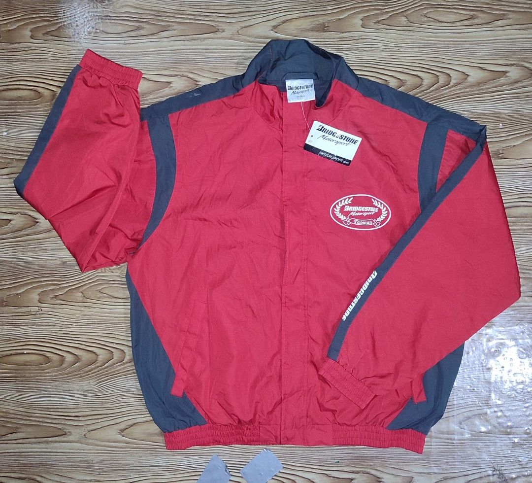 Bridgestone Motorsport Jacket Red/Grey Size L (Category: Coats, Jackets and Outerwear) located in Davao. Submitted by valeriajan24414 (Listing ID 1461465775, Image 1). Description: - Bridgestone Motorsport Jacket - Color: Red and Grey - Size: Large (L) - Ideal for Bridgestone enthusiasts - Features Bridgestone logo on sleeve - 25.5in width - 26.5in length - as new w/hangtag.