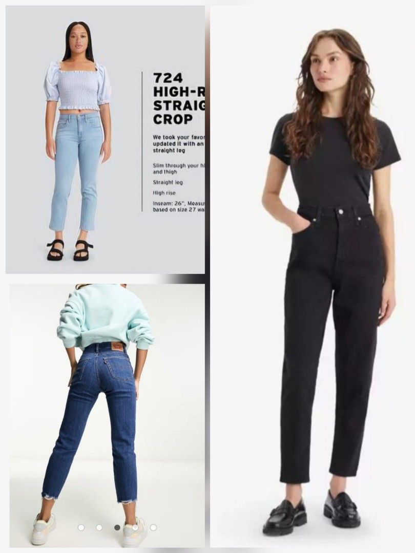 [BUNDLE SALE] 3 LEVI'S JEANS for 2750 (Category: Jeans) located in Manaoag. Submitted by dressupdear (Listing ID 1461374478, Image 1). Description: TAKE ALL THREE LEVI'S JEANS FOR 2750 PESOS If bought separately, prices are posted individually. High Waisted Mom Jeans in Black - Brand New - Size 24 724 High Rise Straight Crop - Lightly Used - Size 25 724 High Rise Straight Crop - Lightly Used - Size 24.