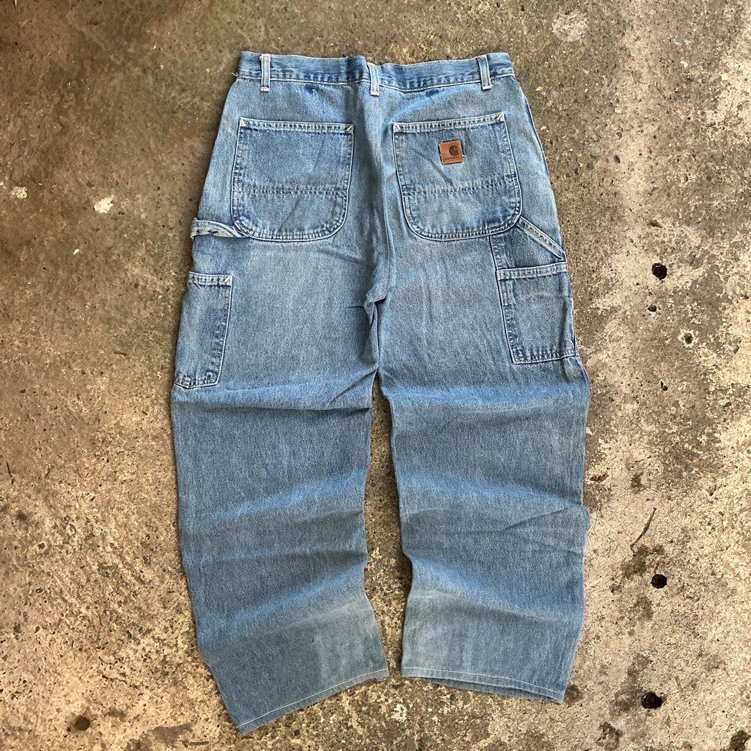 Carhartt Denim Carpenter Pants (Category: Jeans) located in Santa Barbara. Submitted by evrysundayvintage (Listing ID 1461488174, Image 1). Description: Carhartt Denim Carpenter Pants Dimension Waist: 34” Length: 41” Len opening: 9” Altered inseam and waistline Malinis pagkakagawa Missing tag (probably cut during alteration) Good fade .