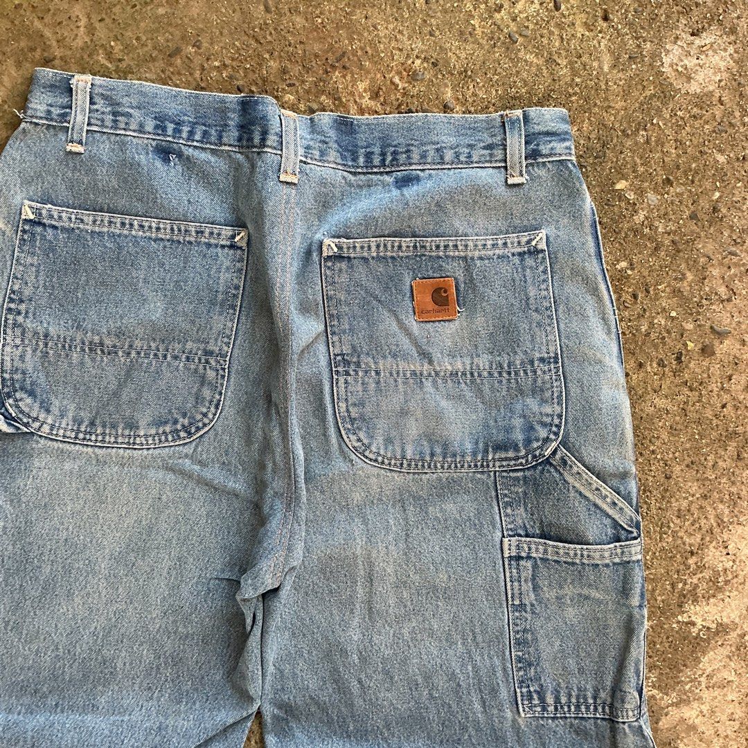 Carhartt Denim Carpenter Pants (Category: Jeans) located in Santa Barbara. Submitted by evrysundayvintage (Listing ID 1461488174, Image 2). Description: Carhartt Denim Carpenter Pants Dimension Waist: 34” Length: 41” Len opening: 9” Altered inseam and waistline Malinis pagkakagawa Missing tag (probably cut during alteration) Good fade .