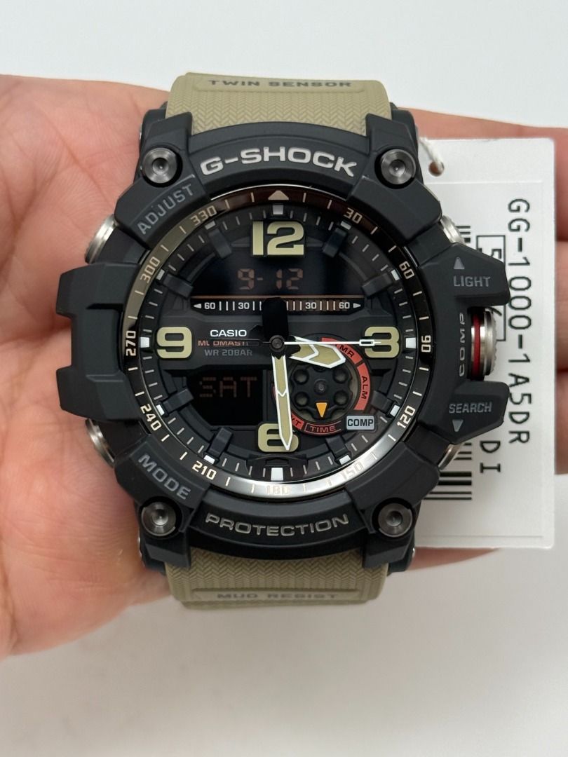 CAROUSALE! ORIGINAL G-SHOCK MUDMASTER GG-1000-1A5 (Category: Men's Watches) located in Manila. Submitted by lynbntz28 (Listing ID 1461390932, Image 1). Description: G-SHOCK MUDMASTER GG-1000-1A5 ⌚ Series: Master of G – MUDMASTER Display: Analog + Digital Module: 5476 Case & Bezel: Resin / Stainless Steel Band: Resin Band Glass: Mineral Glass Case Size: 56.2 × 55.3 × 17.3 mm Weight: 94 g Water Resistance: 200M Shock Resistance: Yes Mud Resistance: