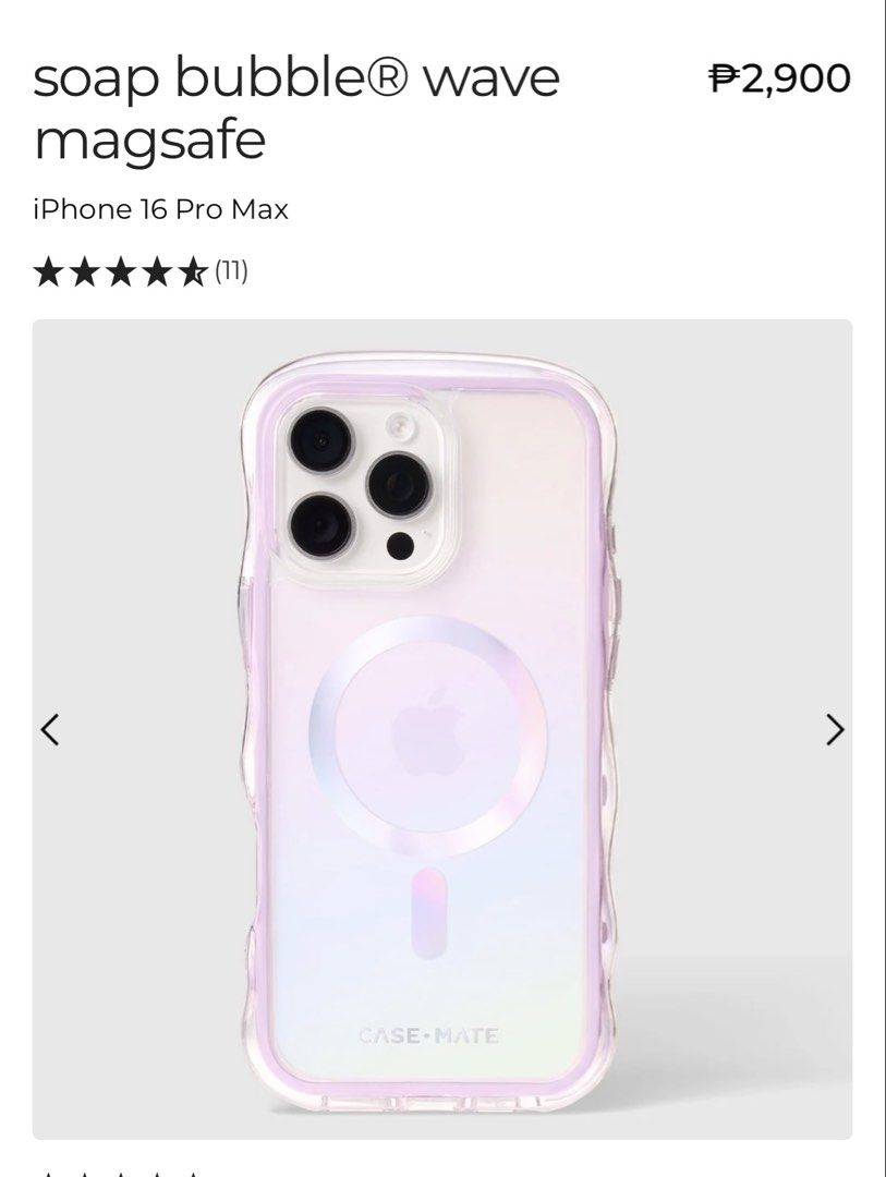 Case mate case for iPhone 16 Pro Max - soap bubble wave (Category: Cases & Sleeves) located in Makati City. Submitted by keeshme.ph (Listing ID 1461375614, Image 1). Description: Brand new Sold out na in casemate website.