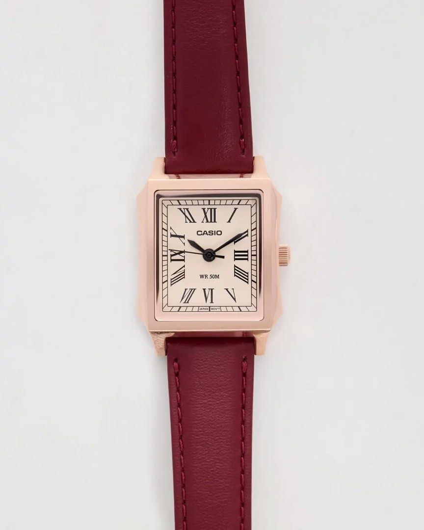 Casio Tank LTP-B190RGL-4B (Category: Women's Watches) located in Manila. Submitted by seikowatchfactory (Listing ID 1461343648, Image 2). Description: BNIB 10/10 For Sale Model: LTP-B190RGL-4B Price: 4395 pesos Specifications: Case Size: 32 x 23.5 x 7.6mm Weight: 24g Case and Bezel material: Stainless steel Rose Gold Ion Plated Case Genuine Leather Band 50m Water Resistance Approx. battery life: 3 years on SR626SW Mineral glass Regular timekeepin