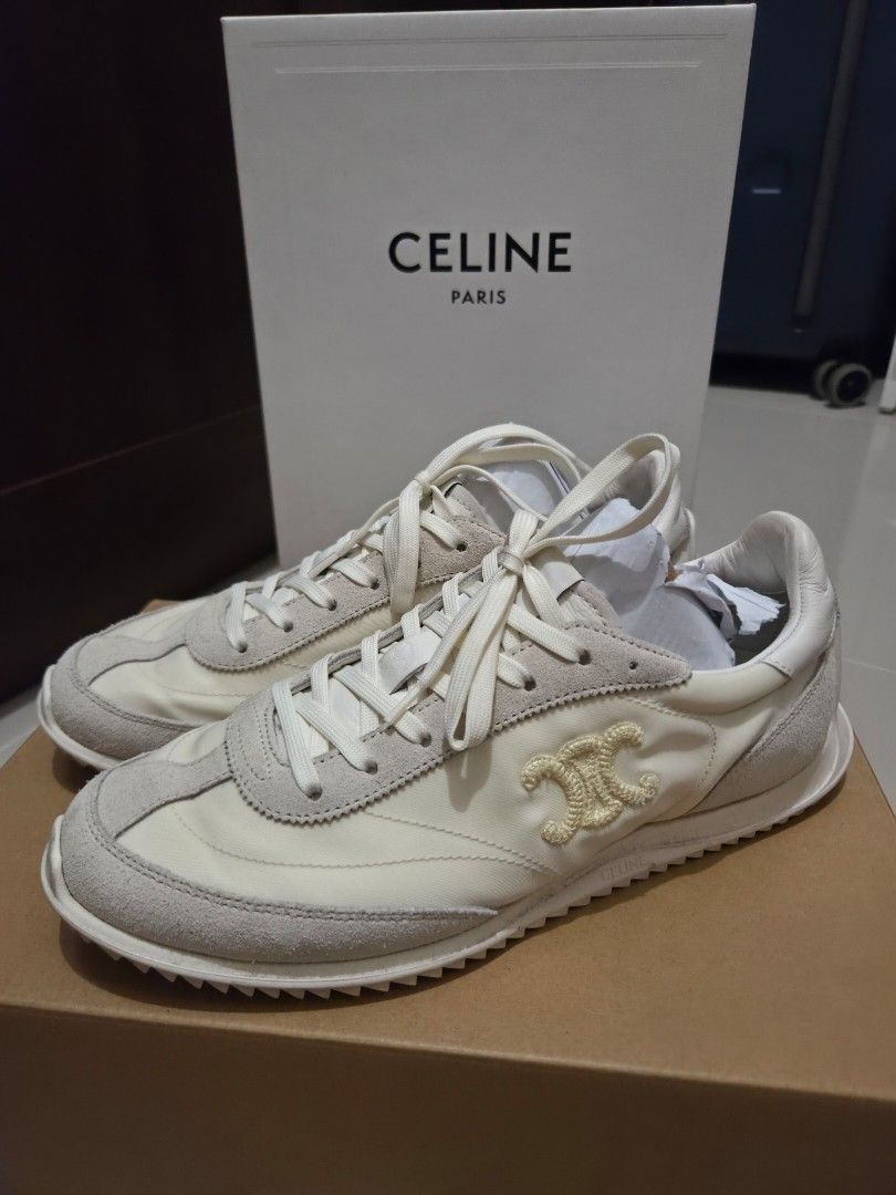 Celine Paris Sneakers (Category: Sneakers) located in Quezon City. Submitted by sashasarisarishoppe (Listing ID 1461473245, Image 1). Description: - Authentic bought in Taiwan -Cream and grey Celine sneakers - Comes with original box and dust bag - Stylish and classic design - Versatile for everyday casual outfits.