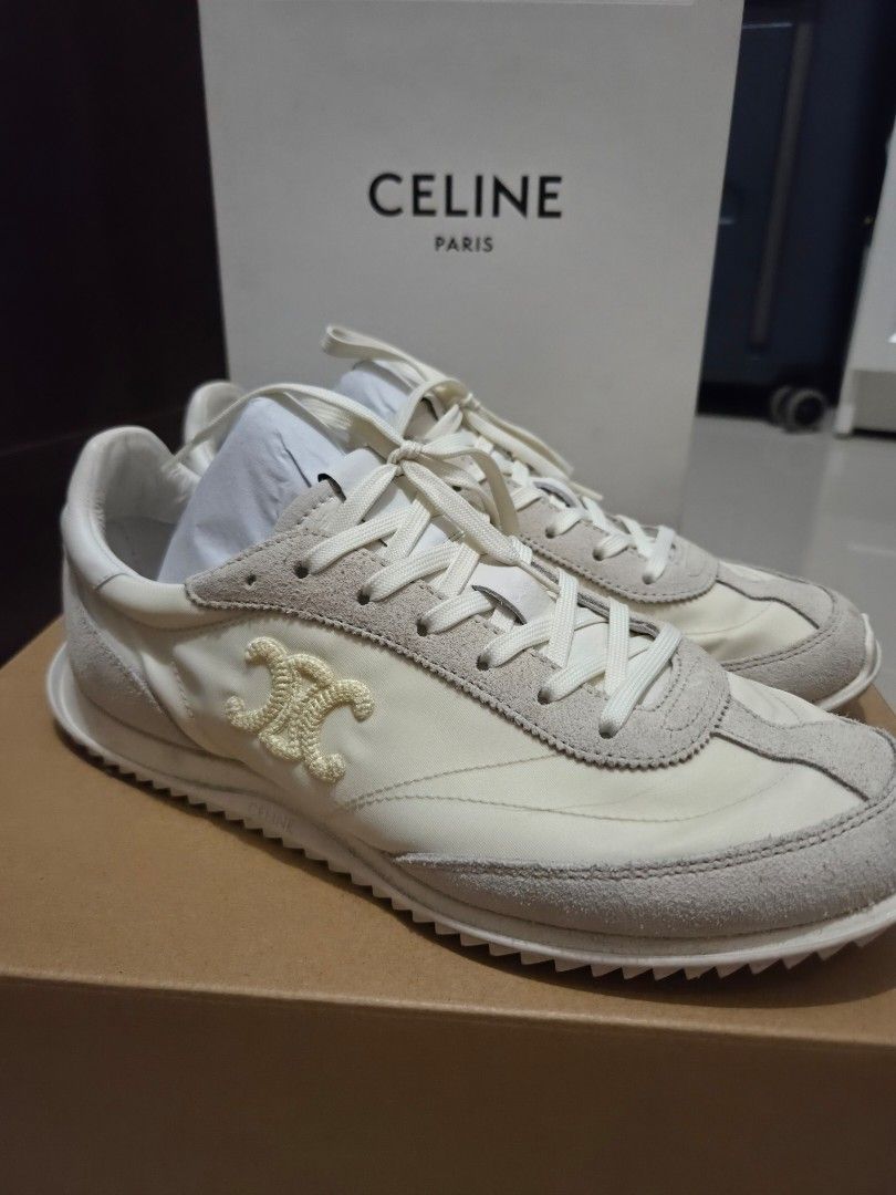 Celine Paris Sneakers (Category: Sneakers) located in Quezon City. Submitted by sashasarisarishoppe (Listing ID 1461473245, Image 2). Description: - Authentic bought in Taiwan -Cream and grey Celine sneakers - Comes with original box and dust bag - Stylish and classic design - Versatile for everyday casual outfits.