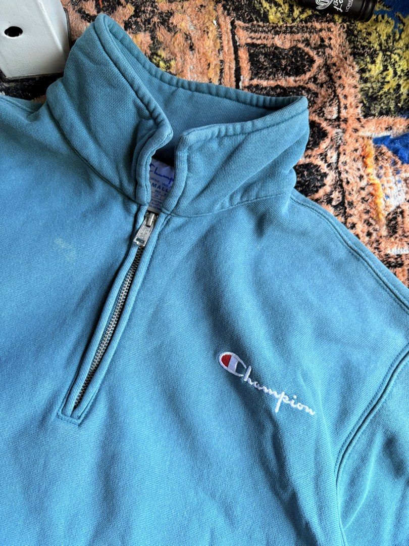Champion Quarter Zip (Category: Coats, Jackets and Outerwear) located in Pasay City. Submitted by namastenamstenamaste (Listing ID 1461387866, Image 2). Description: Champion Quarter Zip Reverse Weave color rate: 9/10 color may vary due to lighting issue: minimal stains W:23 L:26 +sf.