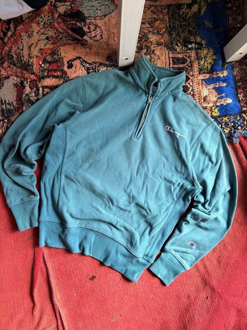 Champion Quarter Zip (Category: Coats, Jackets and Outerwear) located in Pasay City. Submitted by namastenamstenamaste (Listing ID 1461387866, Image 1). Description: Champion Quarter Zip Reverse Weave color rate: 9/10 color may vary due to lighting issue: minimal stains W:23 L:26 +sf.