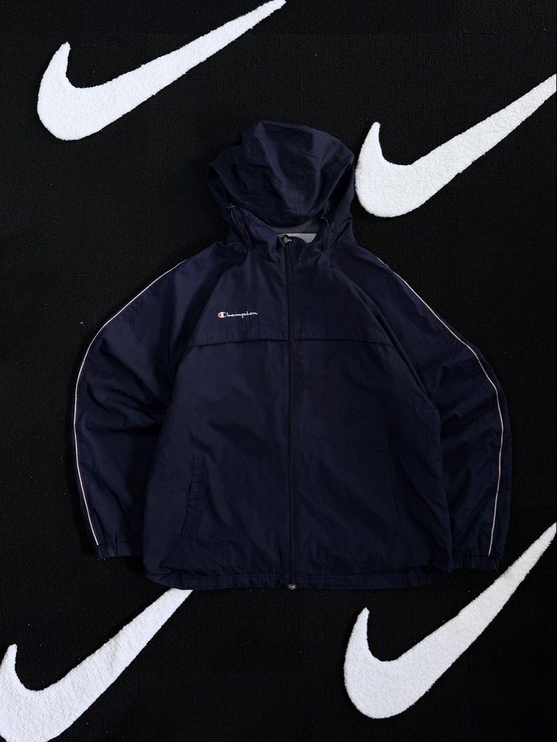 champion windbreaker jacket full zip (Category: Activewear) located in Manila. Submitted by styleandfly191238 (Listing ID 1461329191, Image 1). Description: length 28 width 23.5 issue none excllent condition complete tags and original color may vary due to light dm me for more inquiry mop g cash courier jnt or lalamove.