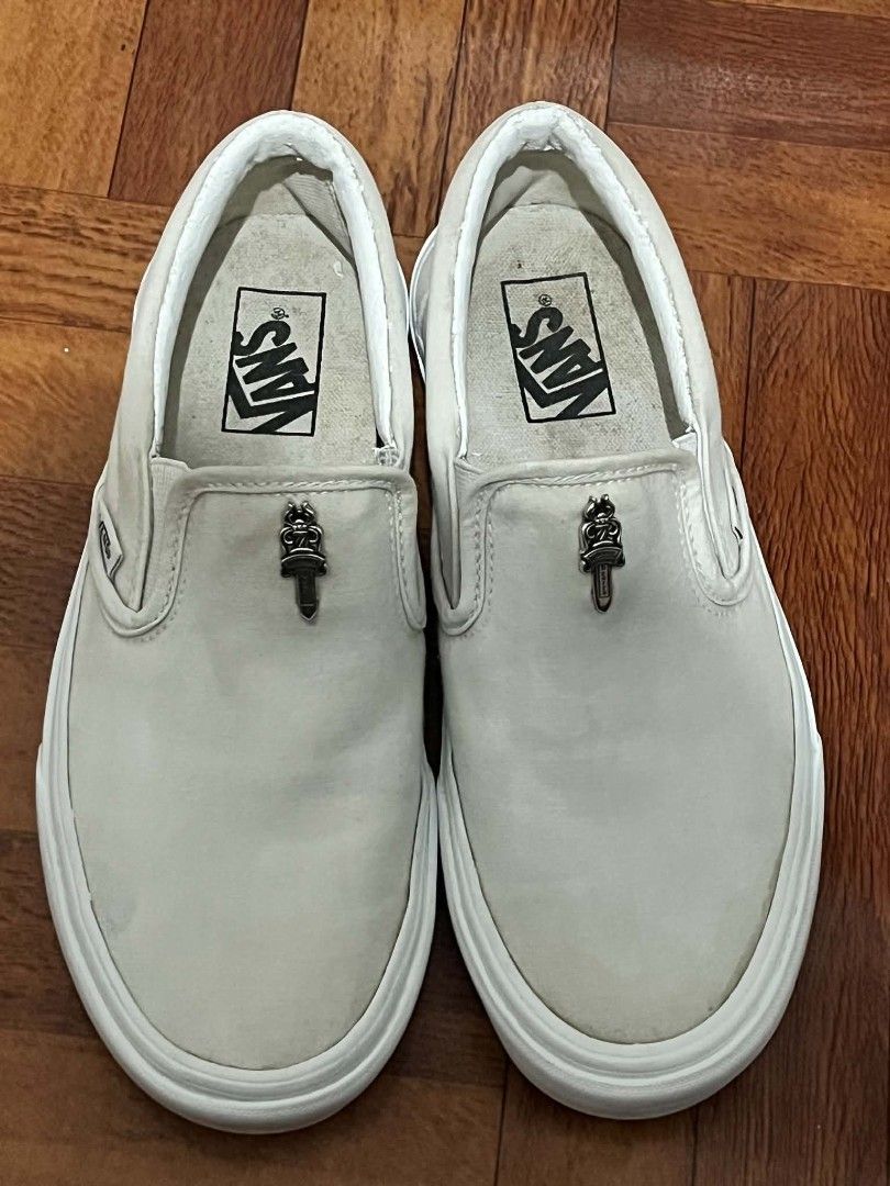 Chrome heart van's (Category: Sneakers) located in San Fernando. Submitted by thriftyteen012 (Listing ID 1461349749, Image 2). Description: chrome heart vans fits size 8 25.5cm insole goods for psg issue leather lining is starting to peel but overall good condition just needs cleaning.