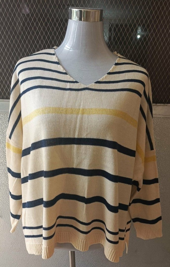 Ciaopanic Striped V-Neck Sweater (Category: Coats, Jackets and Outerwear) located in Cebu City. Submitted by violacloset (Listing ID 1461467306, Image 1). Description: Measurements: length: 24 in width: 30 in.