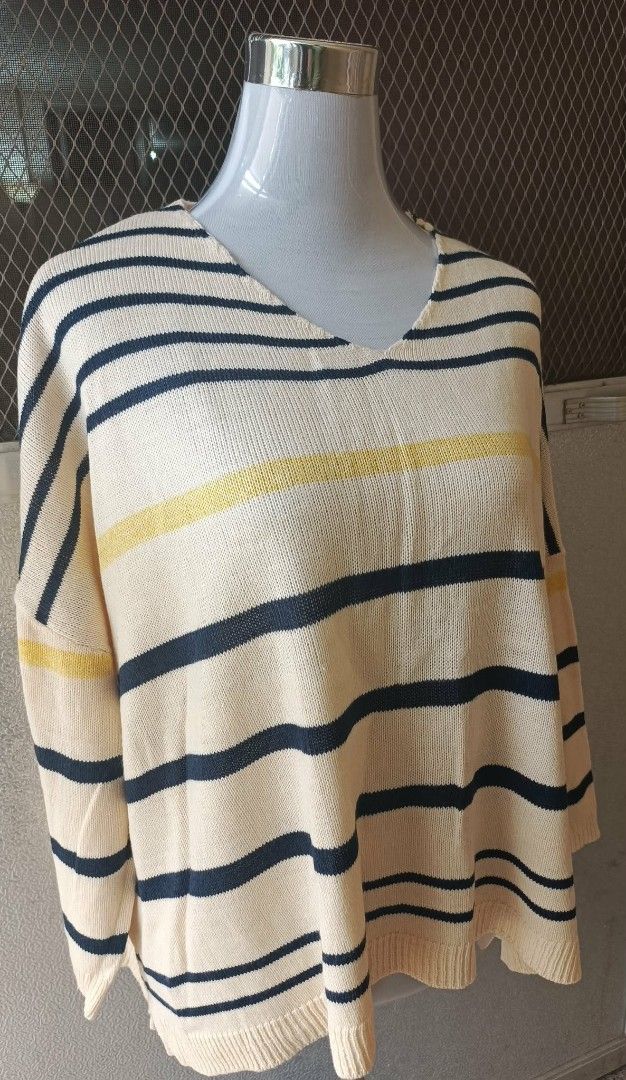 Ciaopanic Striped V-Neck Sweater (Category: Coats, Jackets and Outerwear) located in Cebu City. Submitted by violacloset (Listing ID 1461467306, Image 2). Description: Measurements: length: 24 in width: 30 in.