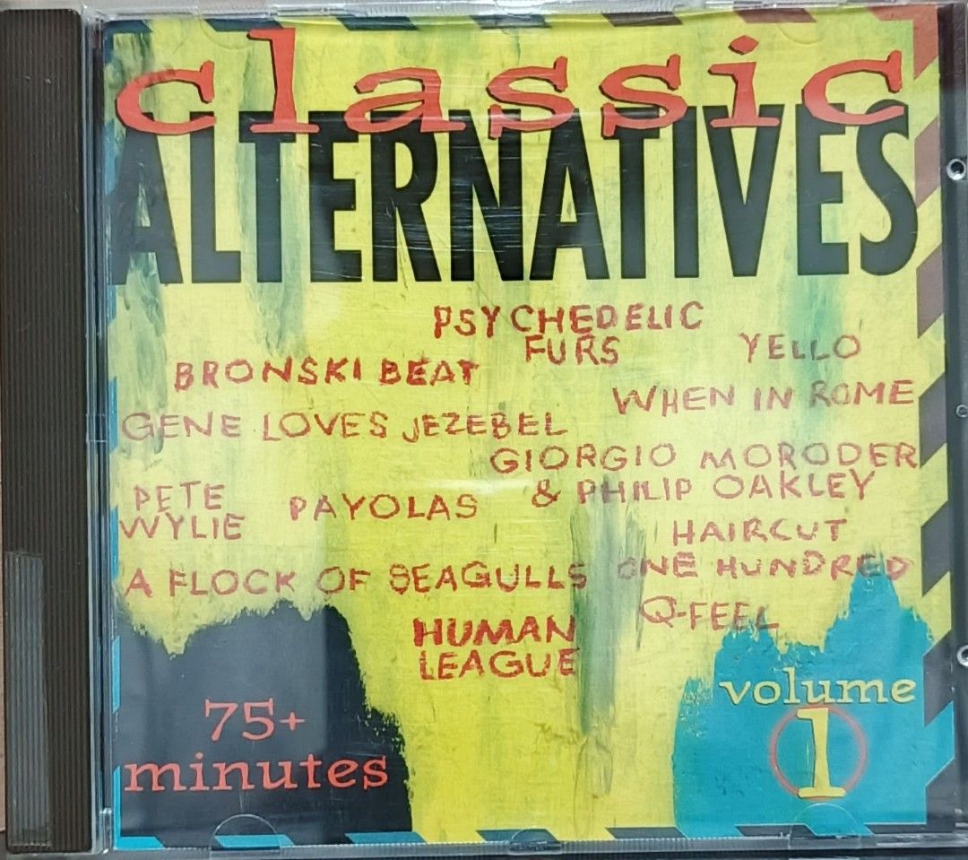 Classic Alternatives Volume 1 CD Compilation (Category: CDs & DVDs) located in Manila. Submitted by ruelcabrer77078 (Listing ID 1461547157, Image 1). Description: - Classic Alternatives Volume 1 CD - Released in 1994 - Features artists like When In Rome, Yello, Giorgio Moroder, Psychedelic Furs, A Flock Of Seagulls, Human League, Bronski Beat, and more. - Over 75 minutes of music - Perfect for fans of 80s synth-pop and new wave.