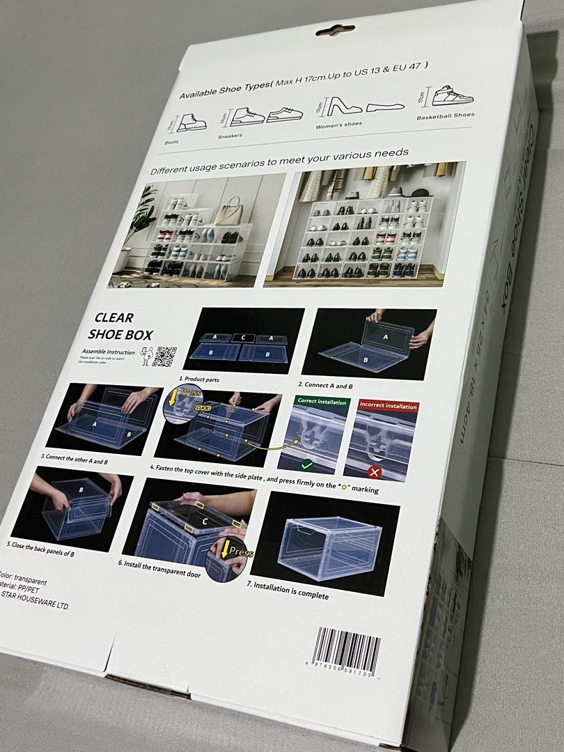 Clear shoe bix (Category: Storage Boxes & Baskets) located in Manila. Submitted by kestlertav56676 (Listing ID 1461358727, Image 2). Description: Clear shoe box 4pcs Fits US 13.