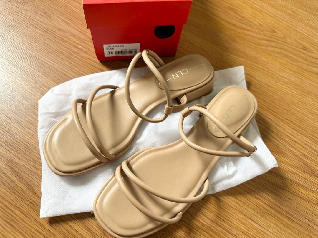 CLN Beige Strappy Flat Sandals Size 36 (Category: Flats & Sandals) located in Mandaluyong City. Submitted by unworntobarelyworn (Listing ID 1461335196, Image 1). Description: Condition: 9.5/10 (worn 1x) - Brand: CLN - Color: Beige - Style: Strappy Flat Sandals - Size: 36 - Design: Simple and chic - Feature: Easy to slip on - Includes: Original box - .