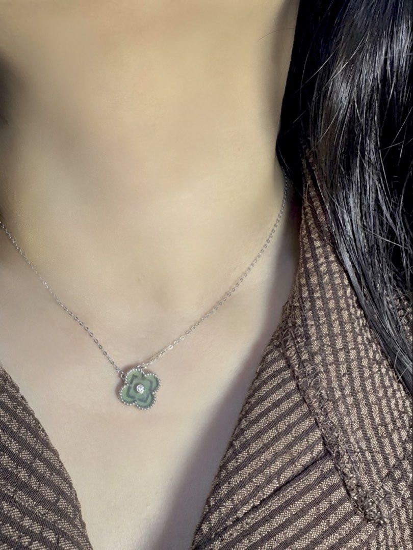 clover necklace with natural dia (Category: Necklaces) located in Rizal. Submitted by mariediamonds (Listing ID 1461413491, Image 2). Description: 0.02cts natural diamonds 18K hk setting with certificate .