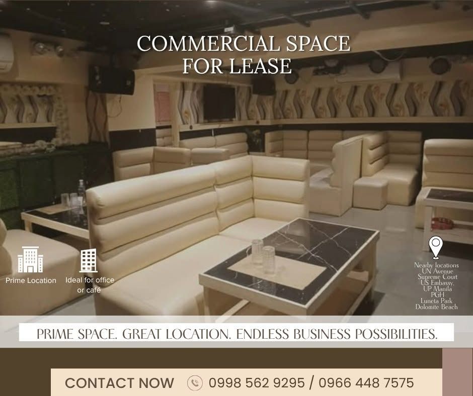 COMMERCIAL SPACE FOR RENT (Category: Apartments & Condos) located in Caloocan City. Submitted by timetravellershotel-45516 (Listing ID 1461415405, Image 1). Description: 🏢 COMMERCIAL SPACE FOR LEASE 📍 Ermita, Manila 📐 160 sqm ✔ Prime location ✔ Ideal for office or café ✔ Nearby locations 👍 UN Avenue 👍 Supreme Court 👍 US Embassy, 👍 UP Manila 👍 PGH 👍Luneta Park 👍Dolomite Beach Items in photo may or may not be included in the lease CONTACT