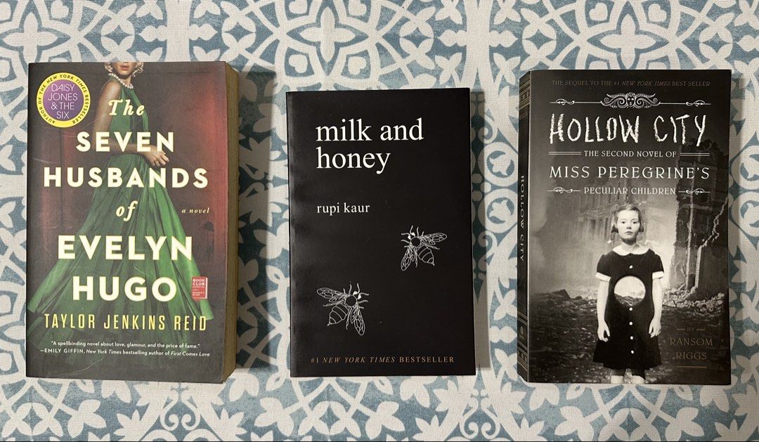 Contemporary Books for Sale (Category: Storybooks) located in Manila. Submitted by rinsreads (Listing ID 1461369367, Image 1). Description: - 'The Seven Husbands of Evelyn Hugo' by Taylor Jenkins Reid - 'milk and honey' by Rupi Kaur - 'Hollow City' by Ransom Riggs.