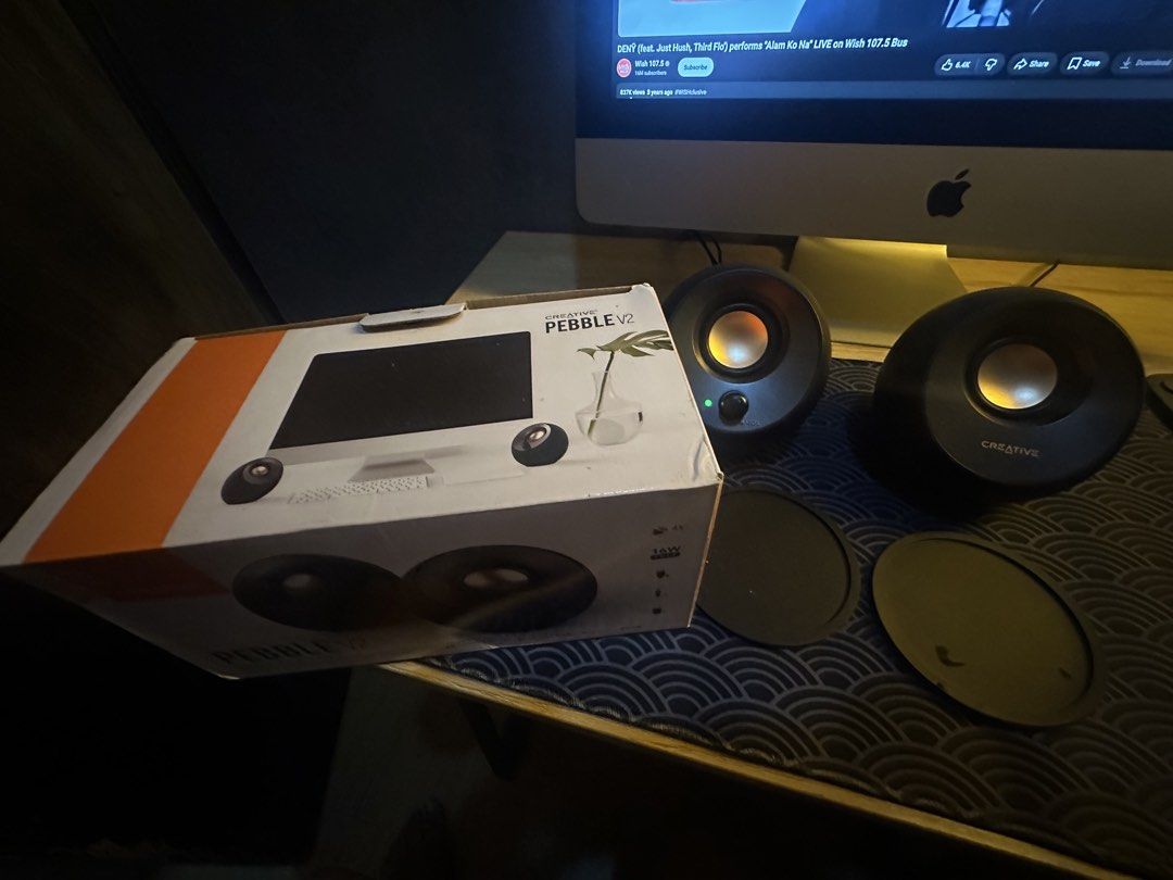 Creative Pebble V2 Desktop Speakers (Category: Soundbars, Speakers & Amplifiers) located in Manila. Submitted by js21trading (Listing ID 1461515764, Image 1). Description: - Compact and stylish desktop speakers - Enhances computer audio experience - Easy to set up and use - Includes original box.