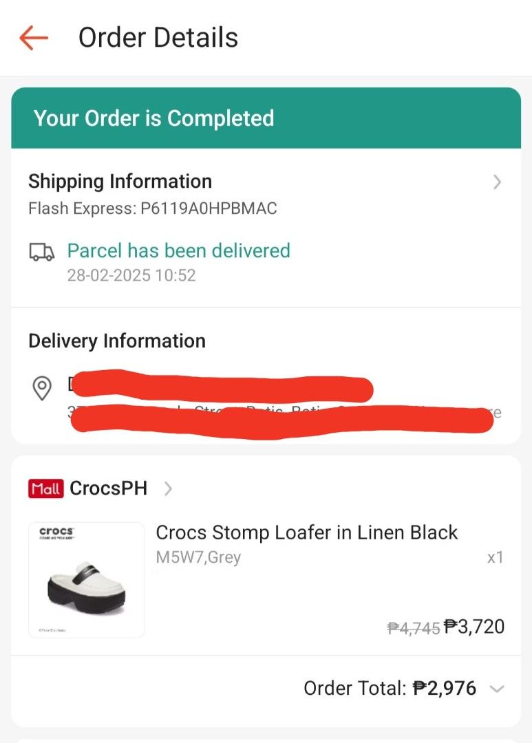Crocs Stomp Loafer Linen Black M5W7 (Category: Loafers) located in San Juan City. Submitted by marie_d_r (Listing ID 1461511386, Image 3). Description: - Crocs Stomp Loafer - Color: Linen Black, Grey - Size: M5W7 - US7.5-8 Womens - Condition: Brand new, only tried on - Features: Super comfy and stylish - Reason for Selling: Not my style - Original Price: P4,745 but discounted to 2,900+ at official shop @ orange app -selling half the price.