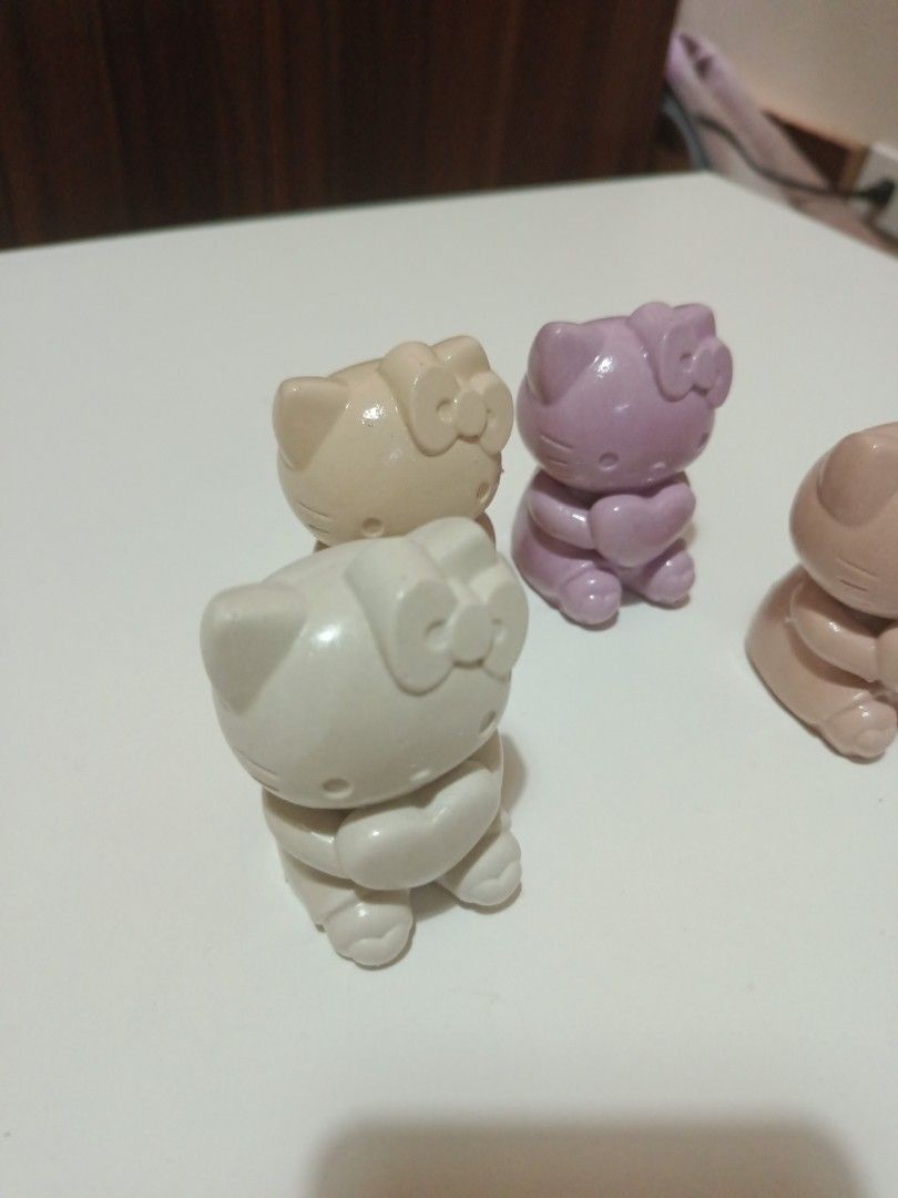 Cute Hello Kitty Figurines - Pastel Colors (Category: Designer & Blind Box Toys) located in Muntinlupa City. Submitted by markkeub (Listing ID 1461362652, Image 2). Description: - Set of adorable Kitty figurines - Lovely pastel shades of beige and purple - Small collectible items - Perfect for any Kitty fan or collector - Ideal for display - Likely from a gashapon or blind box series each 99 peso, take all 4 375 peso pick up alabang sameday deliv