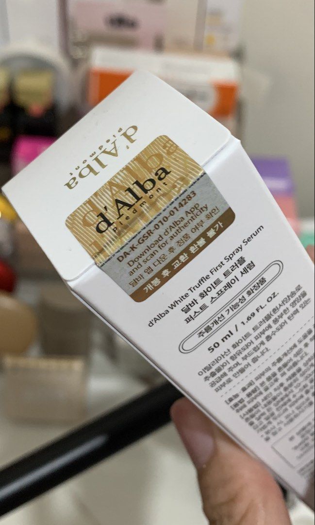 d'Alba First Spray Serum White Truffle 100ml/50ml (Category: Face Care) located in Batangas. Submitted by lifewithxhan.ph (Listing ID 1461554827, Image 2). Description: - Brand new sealed. Message me for expiry details - I have 2pcs 100ml and 1pc 50ml available - Photo posted for this listing were 50ml only - Achieve hydrated and radiant skin - Enriched with luxurious white truffle from Italy - Features a unique double-layer serum formula - Proud