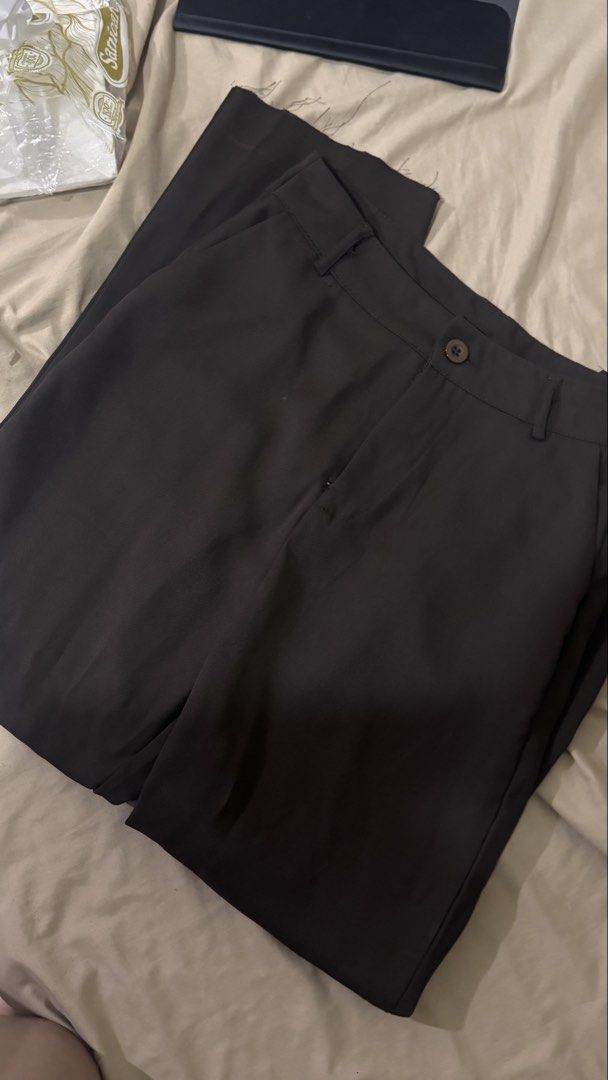 Dark Brown Trousers (Category: Other Bottoms) located in Manila. Submitted by flyingyvon (Listing ID 1461523246, Image 2). Description: - Dark brown trousers - Unfinished/cut hem detail. unsew it cause it was bitin on meee planning to bring it back but dont have the time tooo. Flare cut alsoo.