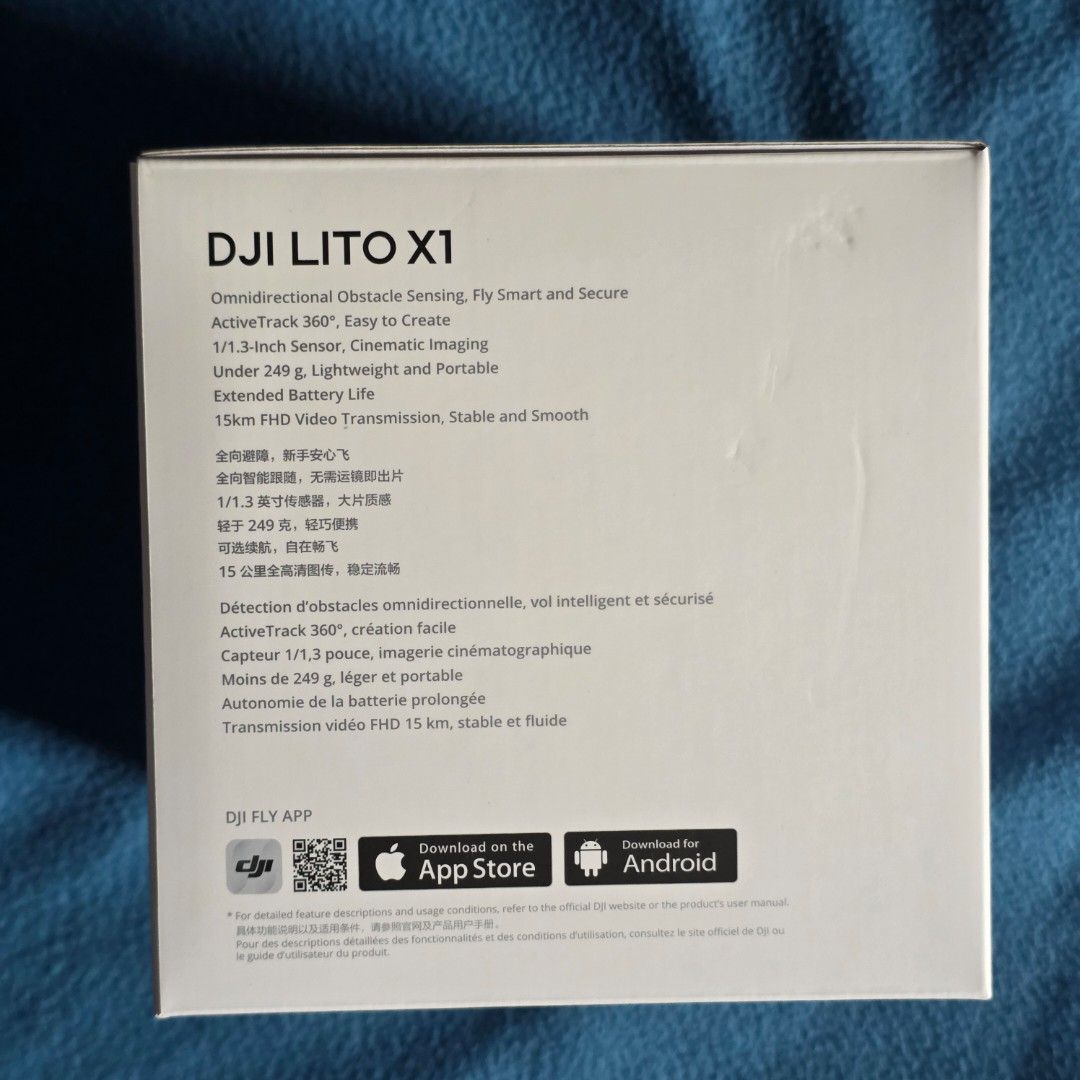DJI LITO X1 Drone Ultra Light Sealed (Category: Drones) located in Pasay City. Submitted by xsamskie (Listing ID 1461337058, Image 2). Description: - Ultra-light design: Weighs under 249g, no registration needed in many places. - Stunning visuals: 1/1.3-inch sensor for incredible photo and video quality. - Cinematic imaging: Capture professional-looking footage with ease. - Advanced tracking: ActiveTrack 360° for dynamic and follow-me shots. - Lo