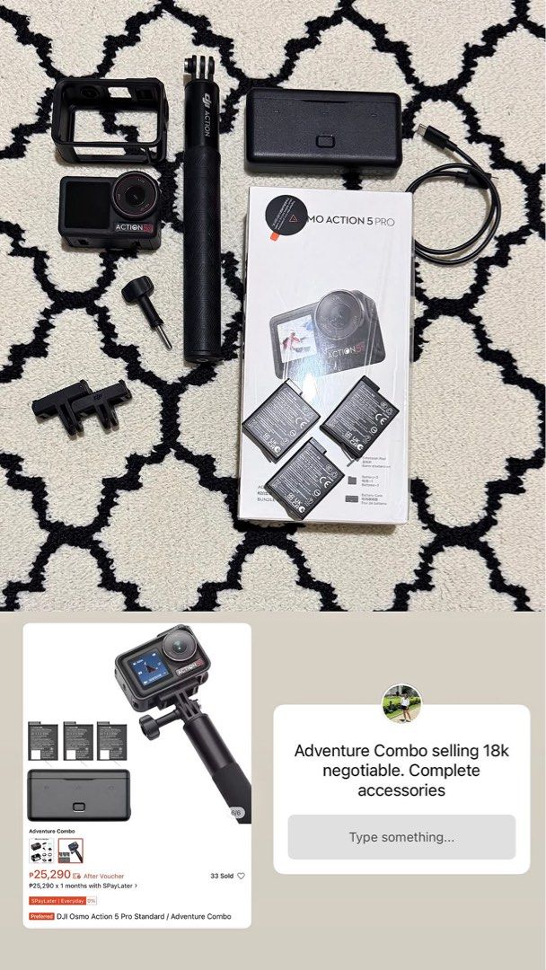 DJI Osmo Action 5 Pro Adventure Combo (Category: Cameras) located in Makati City. Submitted by aliced17 (Listing ID 1461480440, Image 1). Description: .