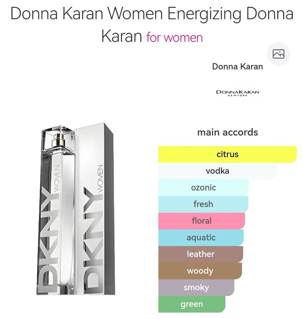 DKNY ENERGIZING WOMEN (Category: Fragrance & Deodorants) located in Makati City. Submitted by craftymondayfrags (Listing ID 1461427152, Image 3). Description: PARTIAL 90ml/100ml ₱2,500 to ₱3k selling ng BNIB niyan 10ml missing lang po yan. Di talaga yan full nung bago pa..