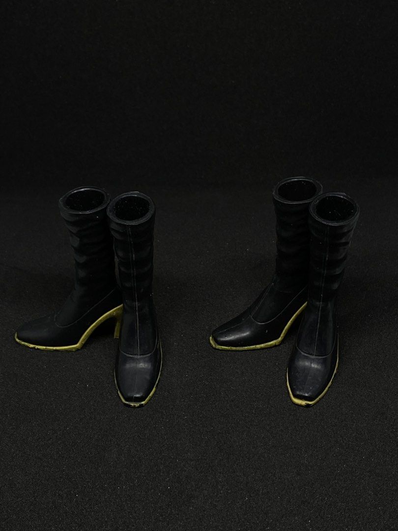 Doll Boots, Shoes, and Denim Jacket Set (Category: Boots) located in Manila. Submitted by ihatescamm3rs (Listing ID 1461362914, Image 3). Description: - Set includes doll-sized clothing and footwear. - Items: Yellow platform boots, black heeled boots, yellow sneakers, brown buckle shoes, and a denim jacket. - Perfect for doll customization and play..