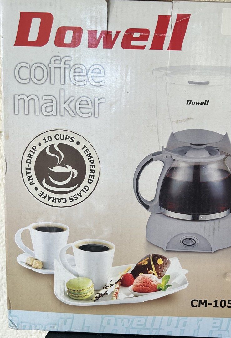 Dowell Coffee Maker CM-1050 (Category: Coffee Machines & Makers) located in Paranaque City. Submitted by pyassszzzi (Listing ID 1461365924, Image 1). Description: - Dowell Coffee Maker CM-1050 - Brews up to 10 cups - Anti-drip feature for mess-free pouring - Durable tempered glass carafe - Comes with original box - Ideal for your everyday coffee ritual.