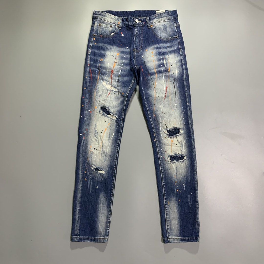 DSQUARED2 inspired / Splash paint Distressed denim jeans (Category: Jeans) located in Davao. Submitted by jandyfuert21303 (Listing ID 1461494301, Image 1). Description: Good as new condition No issue 30x38.5 6 hem Sobrang ganda.