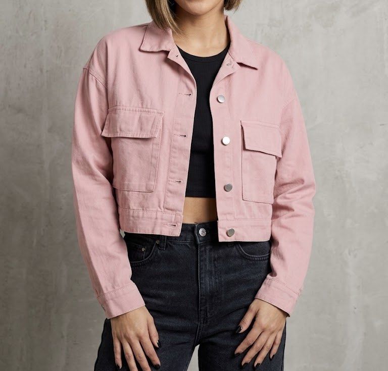 Dust Pink Cropped Jacket with Front Pockets (Category: Coats, Jackets and Outerwear) located in Quezon City. Submitted by racbln (Listing ID 1461389923, Image 1). Description: Fits to small to medium .
