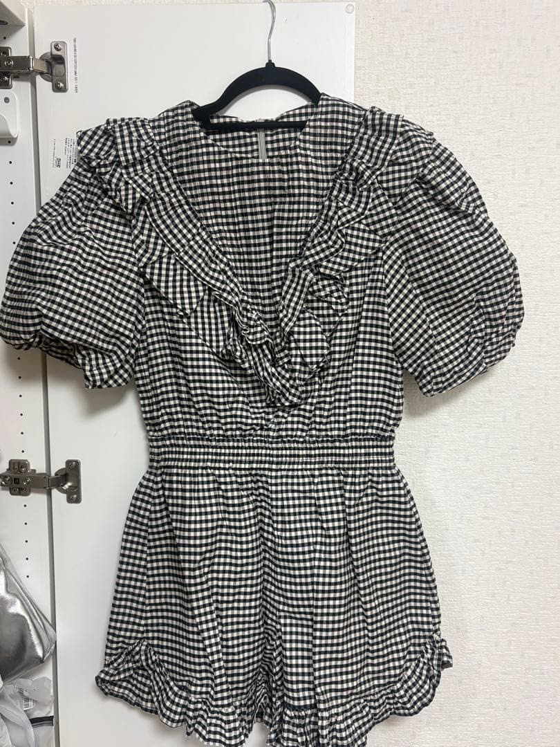 Babydoll Gingham Ruffle Puff Sleeve Romper (Category: Rompers) located in Quezon City. Submitted by aikollectiv (Listing ID 1461517374, Image 2). Description: - Adorable black and white gingham romper - Features stylish puff sleeves with ruffles - Cinched waist for a flattering fit - Ruffle trim along the hem - Convenient back zipper closure Love shack fancy, Doen, Abercrombie, With love & lemons, free people, Reformation, Isabel Marant, Etoile, 